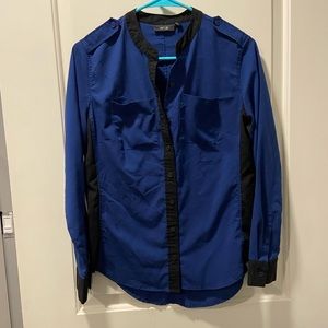 Navy blue and black button down shirt